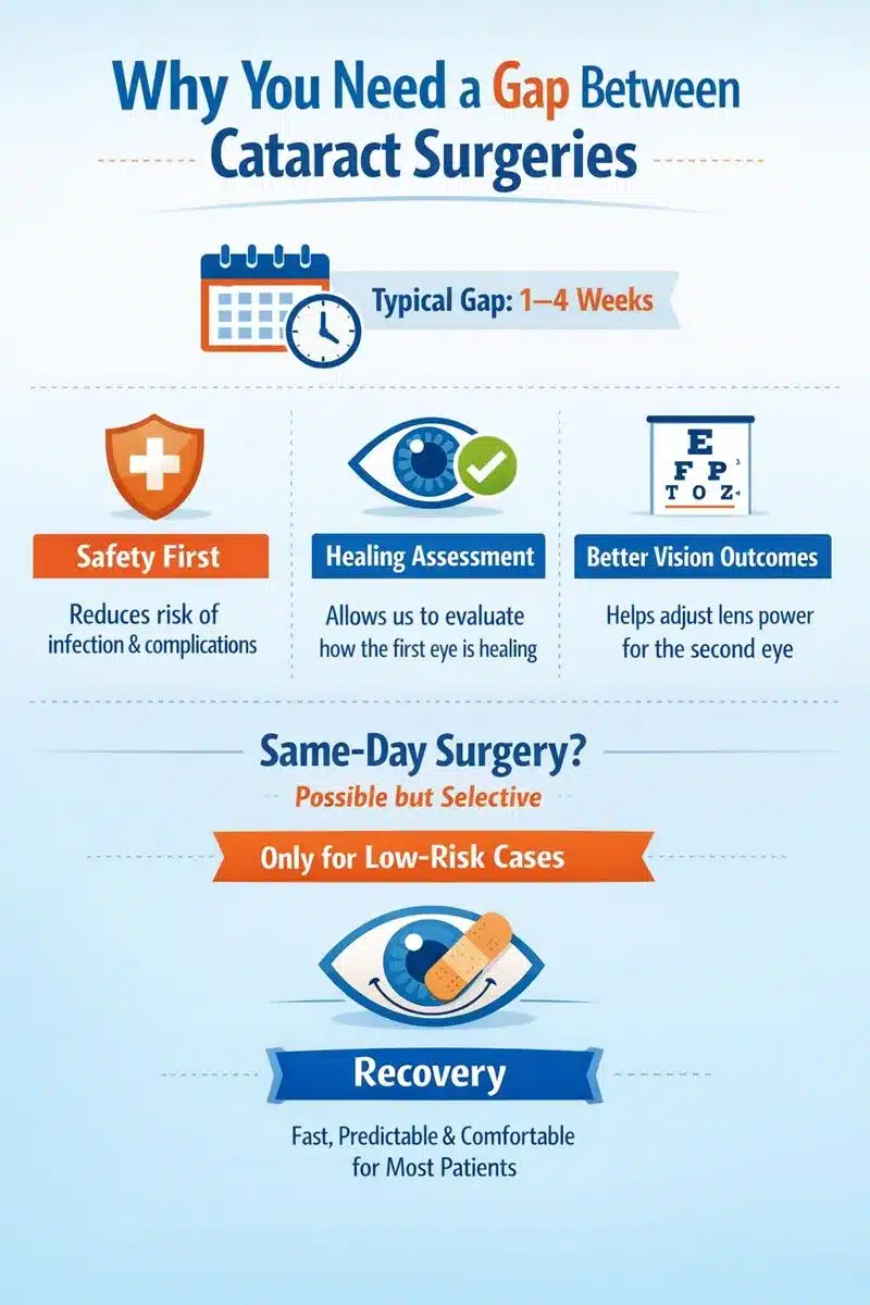 Gap between cataract surgeries improves safety and recovery
