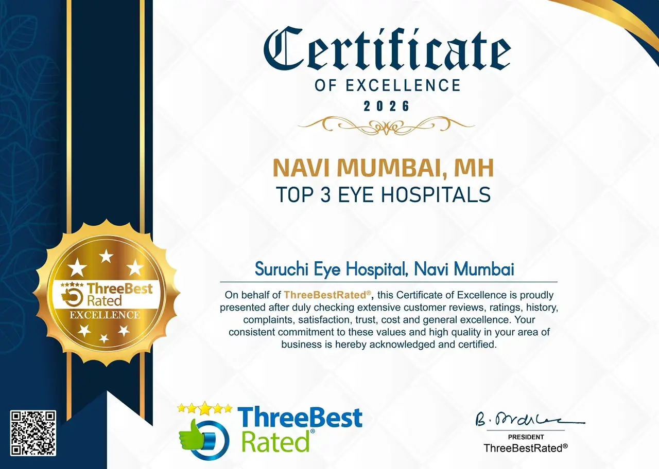 Suruchi Eye Hospital awarded ThreeBestRated Best Business of 2026 Certificate of Excellence in Navi Mumbai