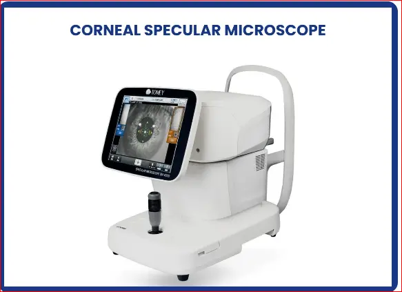 Corneal specular microscope that checks the health of the cornea before cataract surgery